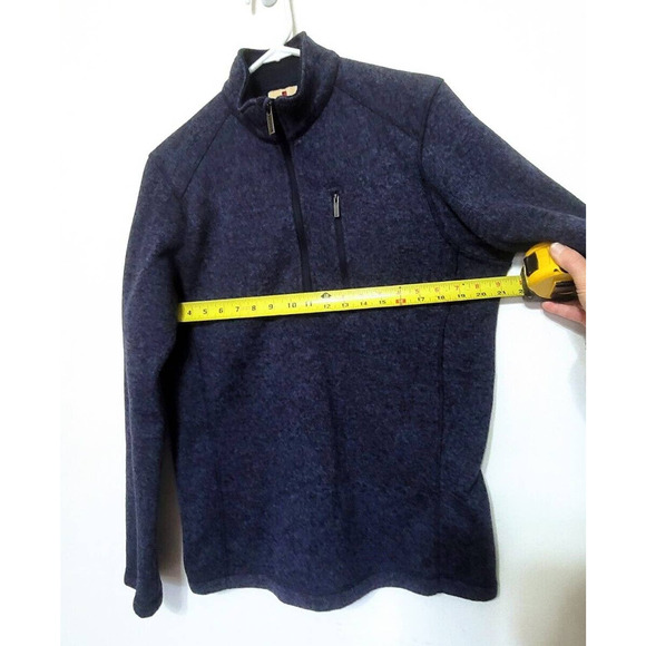 Woolrich 1/4 Zip Pullover Sweater Mens Size M Heathered Blue Fleece Knit - Picture 4 of 7